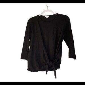 J. Jill Black  Ballet Wrap Tie Waist Shirt Top Style 3/4 Sleeve